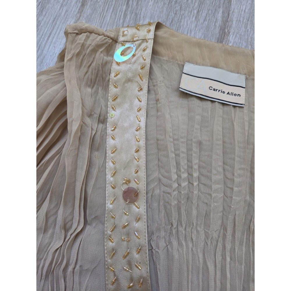VTG Y2K Carrie Allen 2 Piece Set Beaded Sequin Crinkle Sheer Cami Cardigan M GUC - Picture 3 of 14